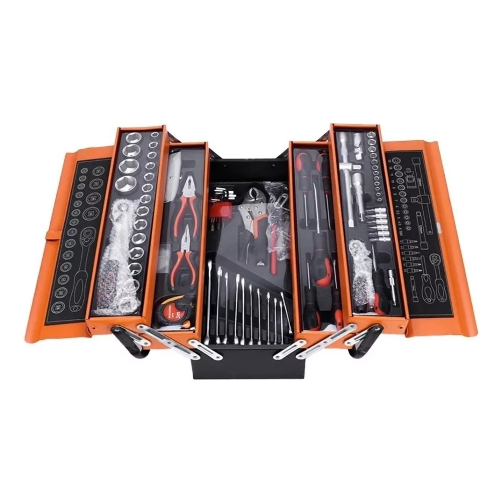 Caja De Herramientas Metálica 5 Pisos Incluye 85 Pizas Premium - MetalityTools™