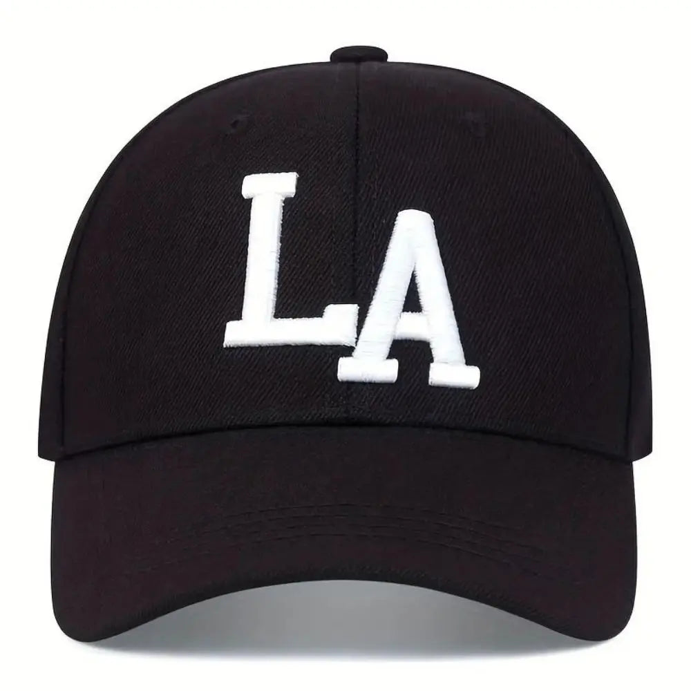 LA Letter Gorra de Béisbol Visera Bordada Con Letras Ajustable