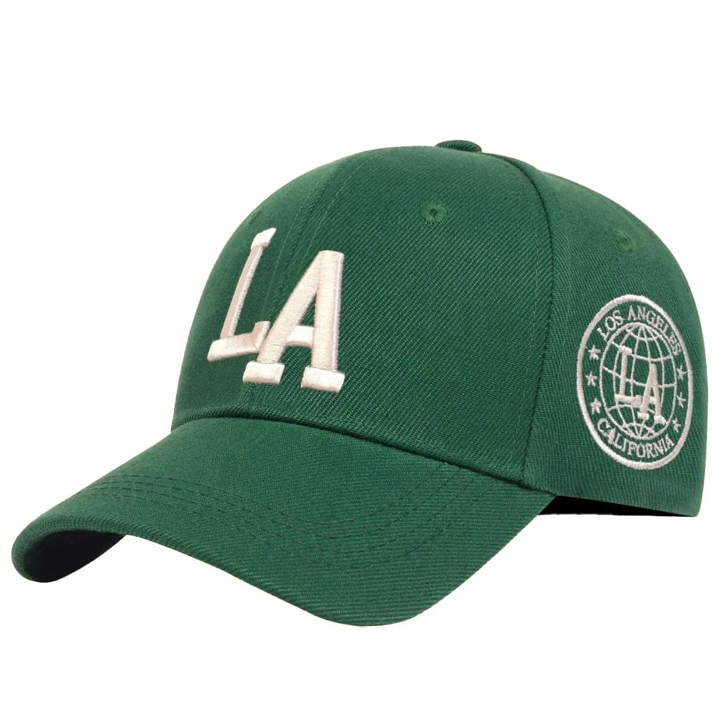 LA Letter Gorra de Béisbol Visera Bordada Con Letras Ajustable